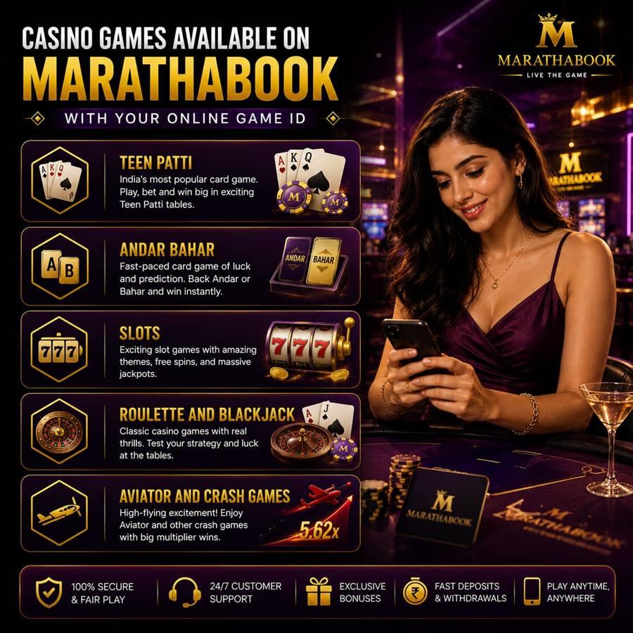 Casino games available on MarathaBook with your online game ID